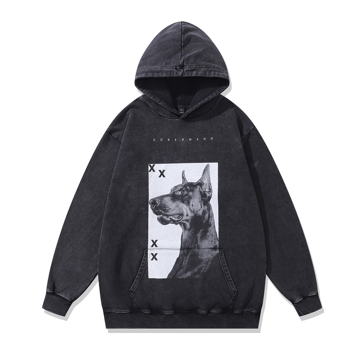 boy TKPA European And American High Street Dark Style Doberman Print Heavyweight Hip Hop Vintage Hoodie For Men_voghion.com