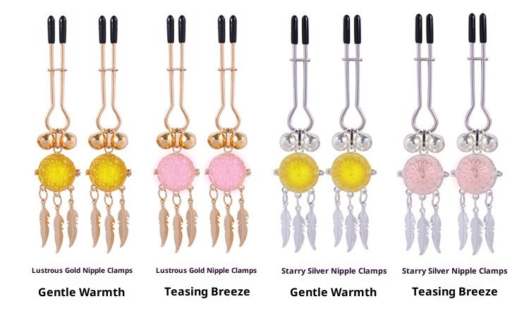 LuvBox Anneau d'amour Pinces à tétons érotiques Jouets SM de flirt Clochette de punition lumineuse avec veilleuse Produits pour adultes Coffret couleur_voghion.com