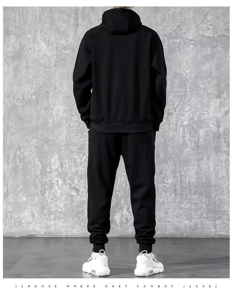 001 Erkekler İçin Siyah Kapüşonlu Üst İlkbahar ve Kapüşonlu Spor Sonbahar Takımı Şık Günlük Ceket Trend Marka_voghion.com