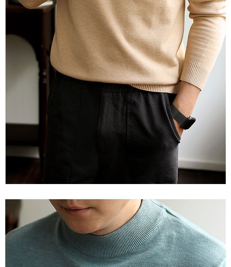 Jungen-Rollkragenpullover für Herren, Herbst/Winter 2025, warmes Innenfutter, mittelhoher Kragen, Langarm, maschinenwaschbar_voghion.com