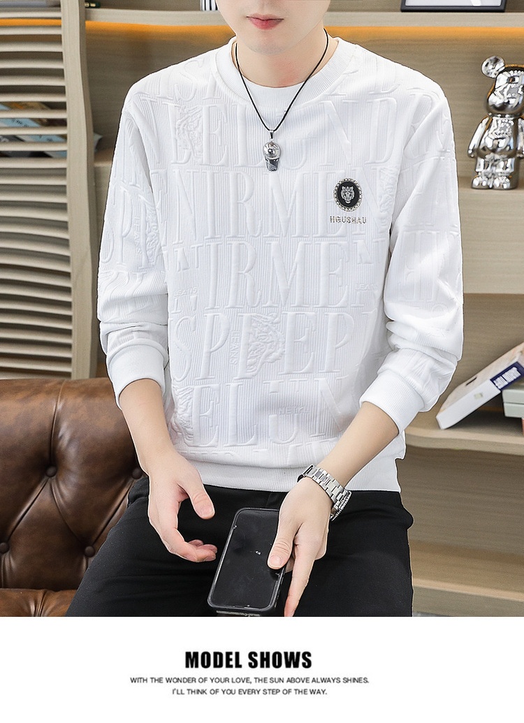 Maglietta a maniche lunghe da uomo primavera e autunno, strato di base, vestibilità ampia, nuovo pullover alla moda di grandi dimensioni_voghion.com