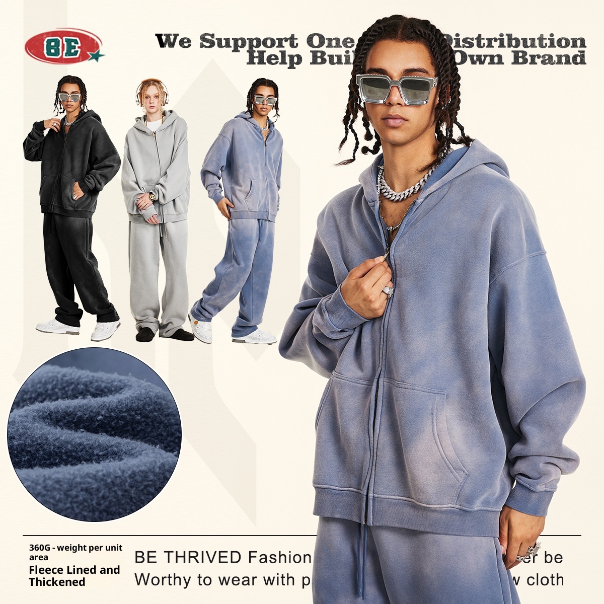 Boy BE Clothing | Herbst/Winter 2025 Amerikanischer Vintage-Stil Fleecegefüttertes Kapuzensweatshirt für Herren Vielseitige Jacke Top_voghion.com