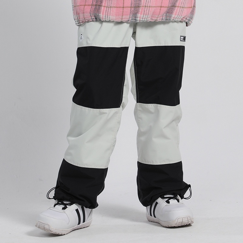 001 Gsousnow Women Waterproof Warm Trendy Brand 2021 Color Block Ski Double Single Board Spliced Snow Pants Men_voghion.com