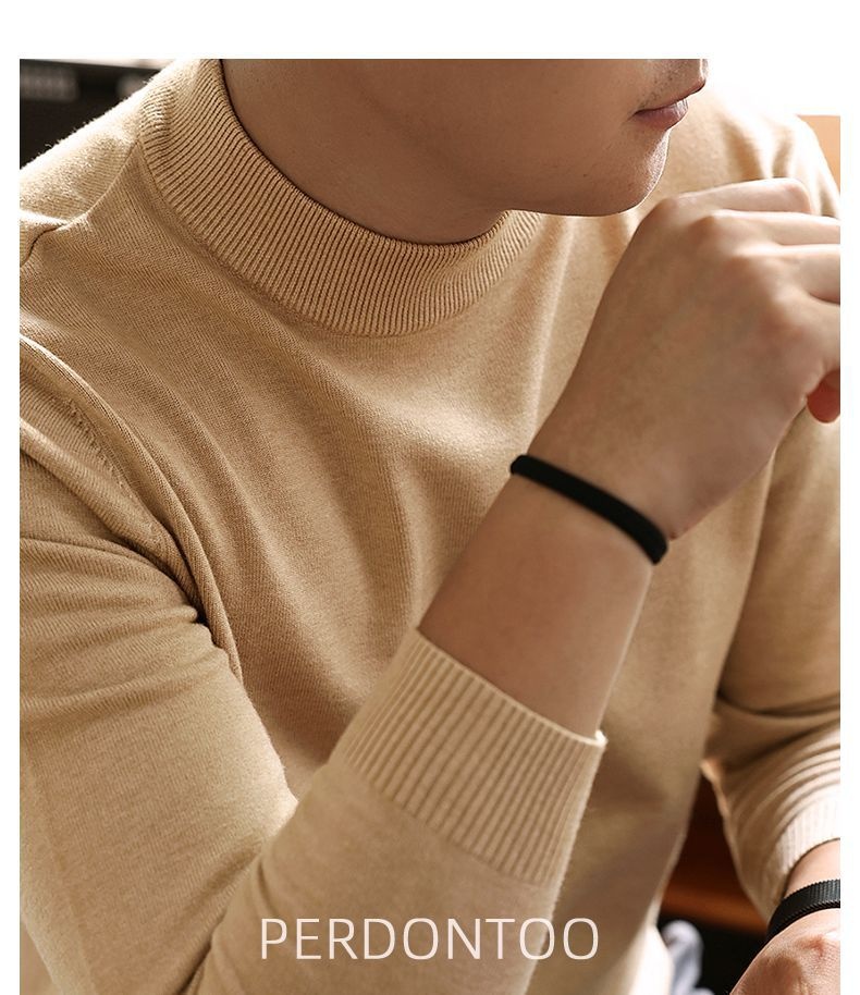 Jungen-Rollkragenpullover für Herren, Herbst/Winter 2025, warmes Innenfutter, mittelhoher Kragen, Langarm, maschinenwaschbar_voghion.com