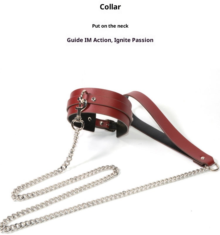 LuvBox LoveRing Love Ring Sexy Collar Leash PU Leather Neck Sleeve Female Slave Flirting Bondage Supplies Adult Toys_voghion.com