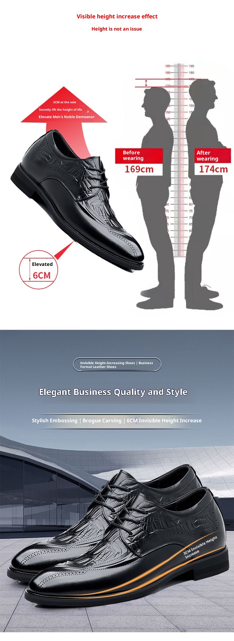 ShoeVault Genuine Leather Hidden Wedge Buine For Men Britih Style Brogue Carved Commuter Formal Firt Layer Cowhide Men'_voghion.com