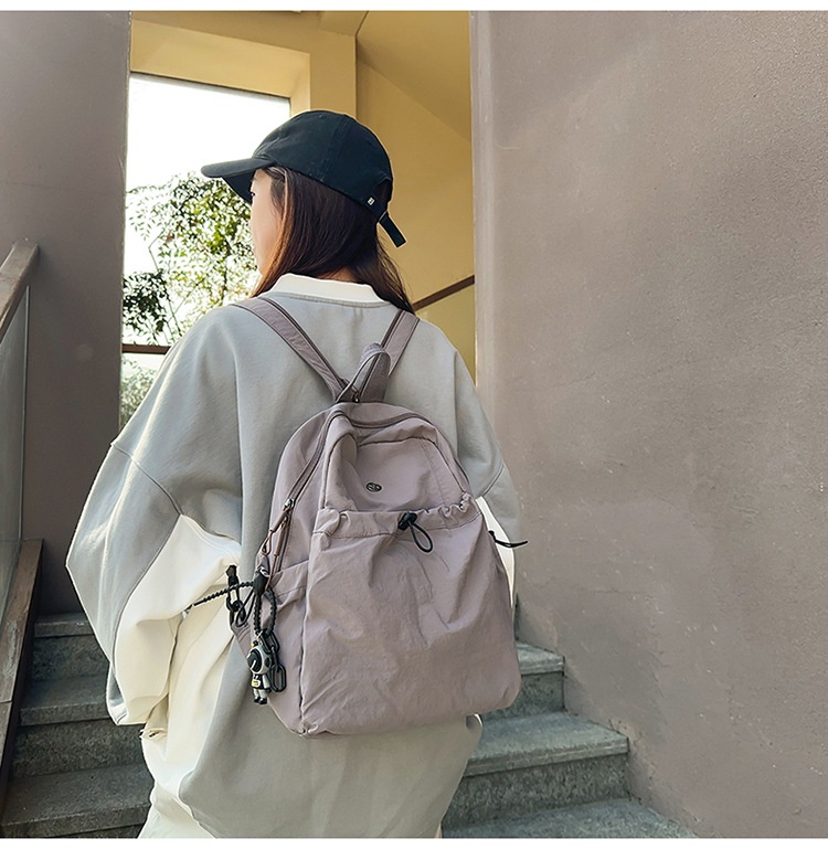 Sac à dos de randonnée ActiveGo style japonais couleur unie pour femme, sac à dos décontracté, sac de sport léger pour courts séjours et excursions._voghion.com