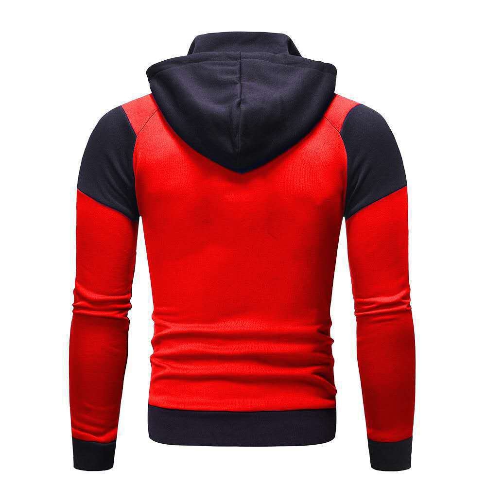 boy New Men's Personalized Color Block Double-layer Zipper Hoodie Autumn Winter Fleece Casual Sports Cardigan_voghion.com