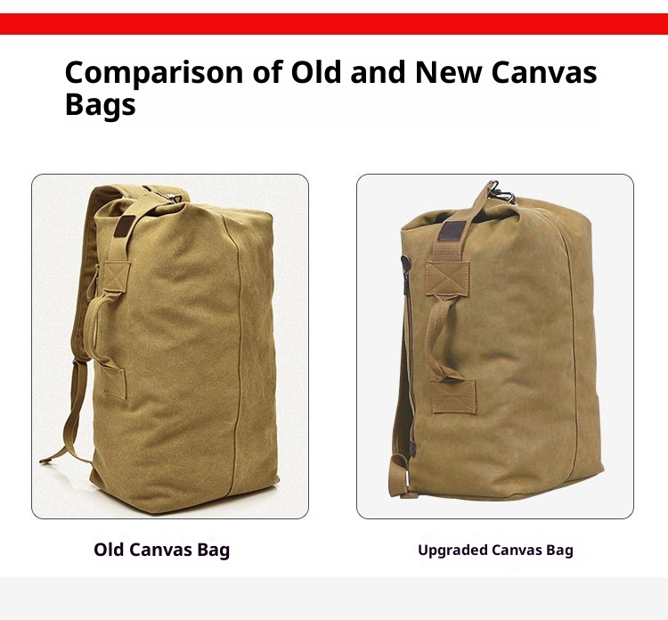 Sac à dos ActiveGo Canvas pour homme, sac seau de voyage et de sport en extérieur, grande capacité, idéal pour la randonnée et le sport._voghion.com