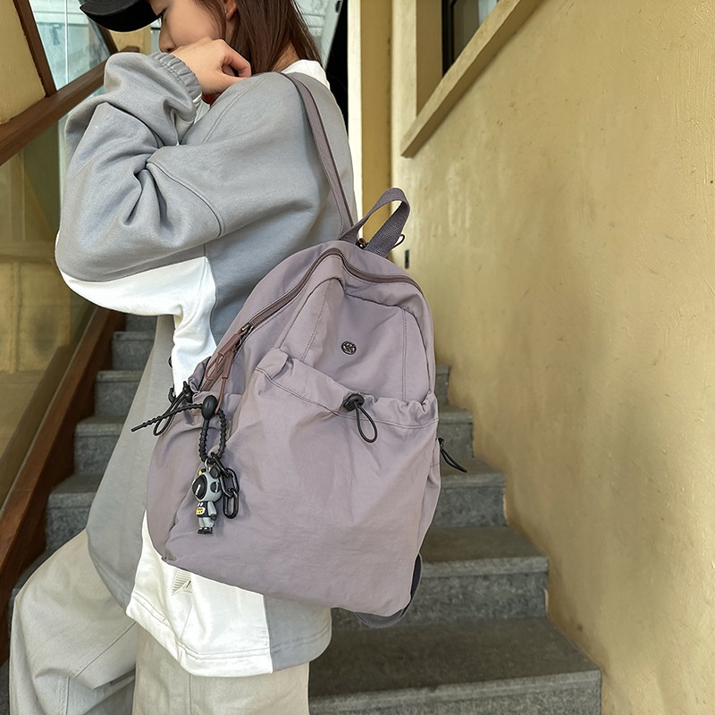 Sac à dos de randonnée ActiveGo style japonais couleur unie pour femme, sac à dos décontracté, sac de sport léger pour courts séjours et excursions._voghion.com