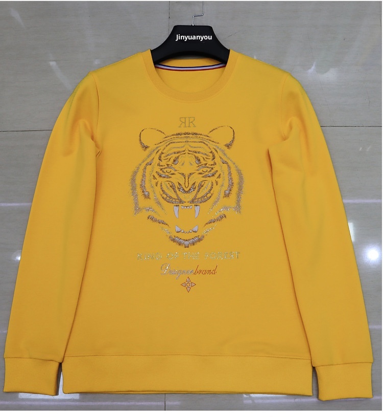 boy European Station New Men's Sweatshirt With Rhinestones, Domineering Tiger Head, Unique Trendy Brand, Long Sleeve Shirt,_voghion.com