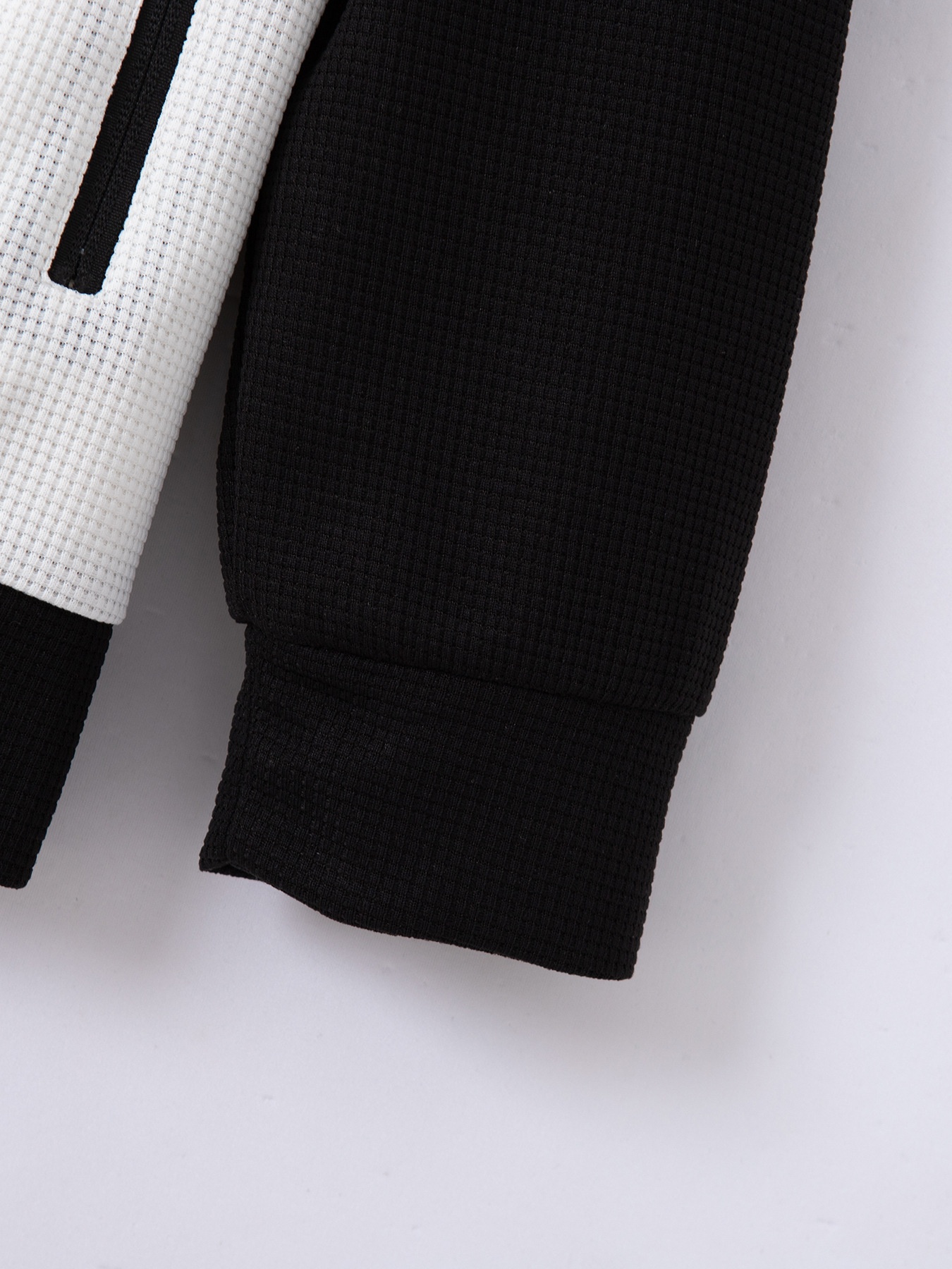 001 European American New Autumn And Winter Cross-Border Men's Daily Waffle Color Block Long Sleeve Jacket_voghion.com