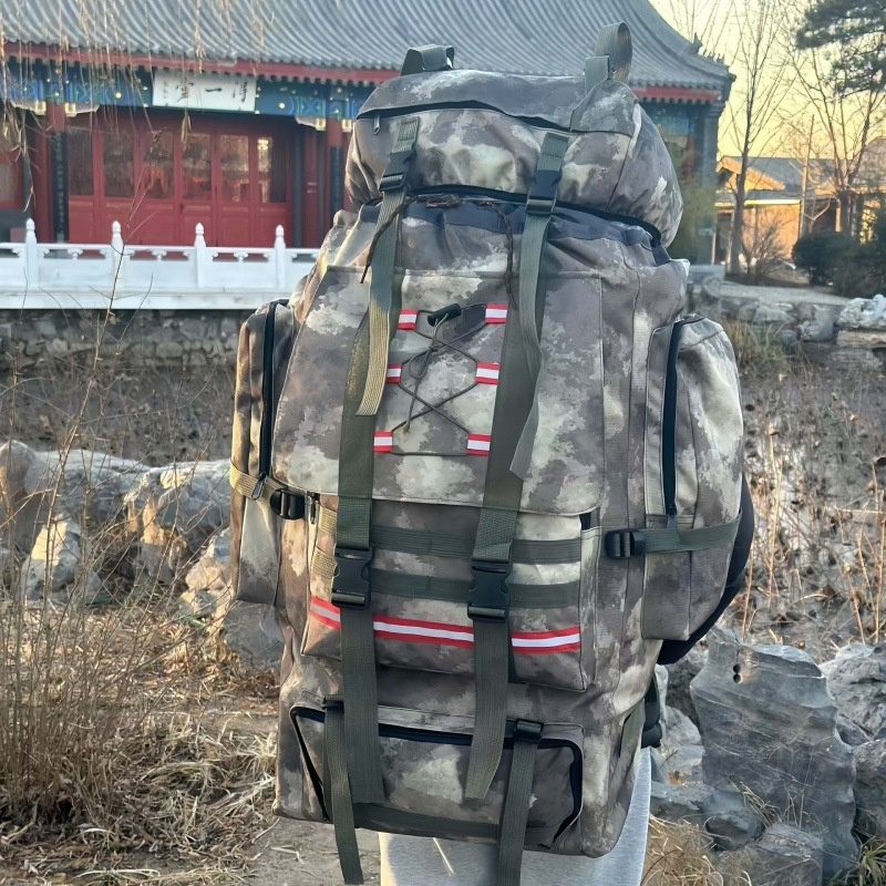 Zaino da viaggio antipioggia ActiveGo da 130 litri, extra large, con doppia spalla, per uomo, trapuntato, per sport all'aria aperta, escursionismo_voghion.com