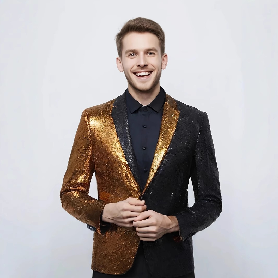 boy Boy European And American Performance Dress Reversible Gold Sequin Korean Suit Nightclub Men's Wear Host Emcee Studio Jacket_voghion.com