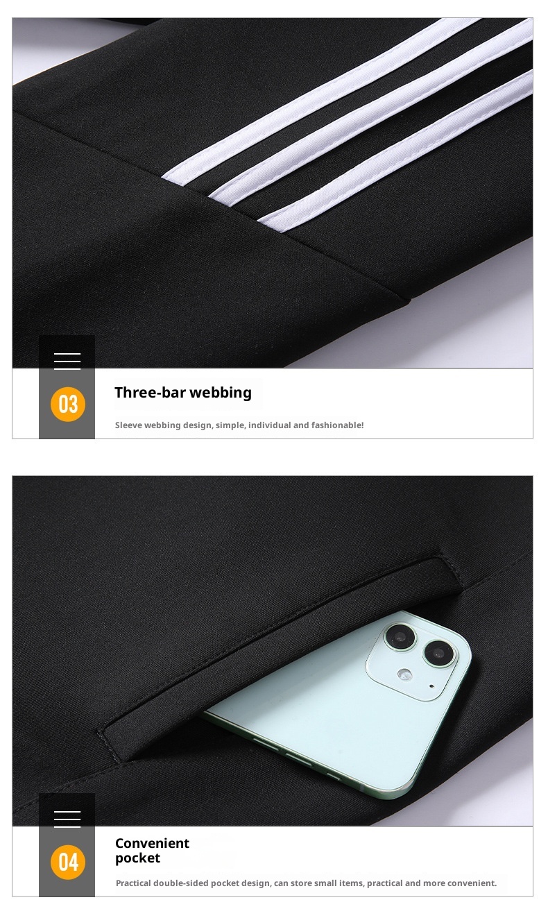 001 2025 Spring And Autumn New Sports Suit Men's School Uniform Jogger Anti-Cotton Jacket Three-Stripe Casual Pants_voghion.com