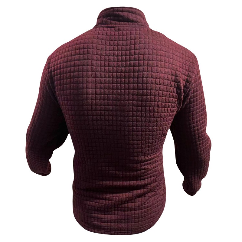boy 2025 Cross-Border European American Spring And Autumn Small Checkered Stand Collar Half-Zip Long Sleeve Sweatshirt Men's_voghion.com