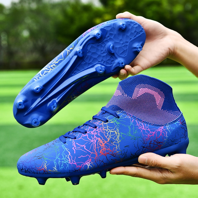 ShoeGlobe Cross-Border High-Top Mandarin Duck Fußballschuh mit Sockenkragen für Herren AG Lange Spikes Kunstrasen Studententraining_voghion.com