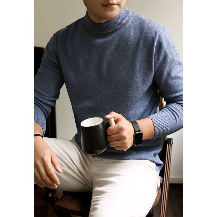 Jungen-Rollkragenpullover für Herren, Herbst/Winter 2025, warmes Innenfutter, mittelhoher Kragen, Langarm, maschinenwaschbar_voghion.com