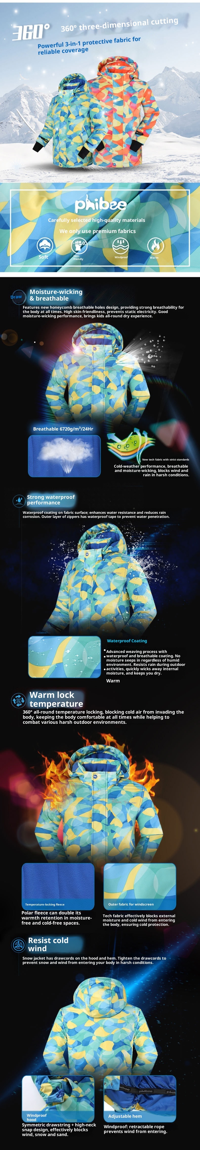 001 Cross-Border E-commerce PHIBEE Baby Elephant Children's Ski Suit Thickened Foreign Trade Jacket And Pants Set_voghion.com