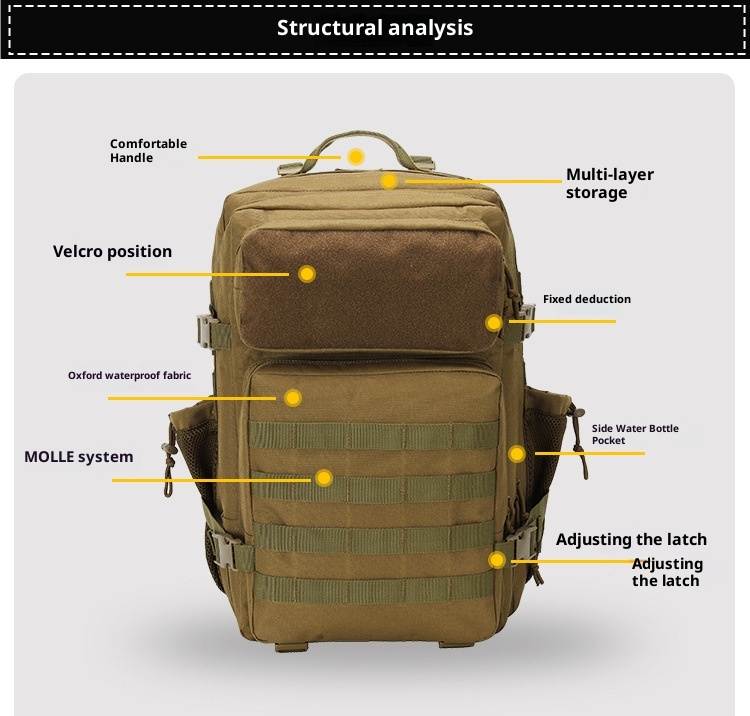 ActiveGo Oxford Waterproof Men's Large Capacity Travel Sports Outdoor Hiking Mountaineering Bag Tactical Backpack_voghion.com