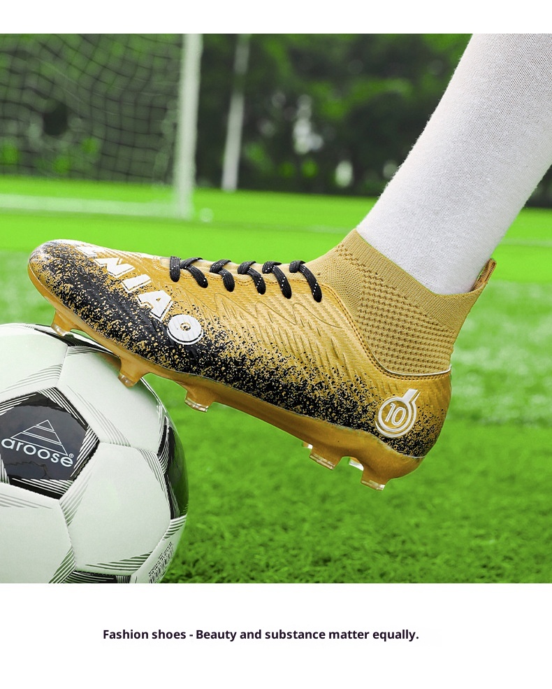 Chaussures montantes ShoeGlobe Cross-Border grandes tailles, crampons longs cassés, pour le football et l'entraînement sur gazon synthétique, antidérapantes._voghion.com