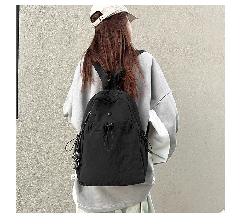 Sac à dos de randonnée ActiveGo style japonais couleur unie pour femme, sac à dos décontracté, sac de sport léger pour courts séjours et excursions._voghion.com