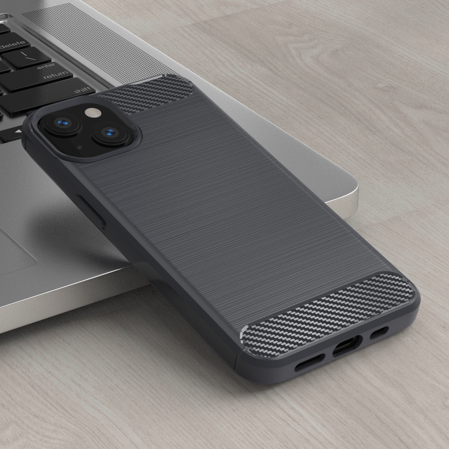 Funda protectora TechGlobe compatible con iPhone 13 de silicona cepillada de cobertura total, suave y anticaídas._voghion.com