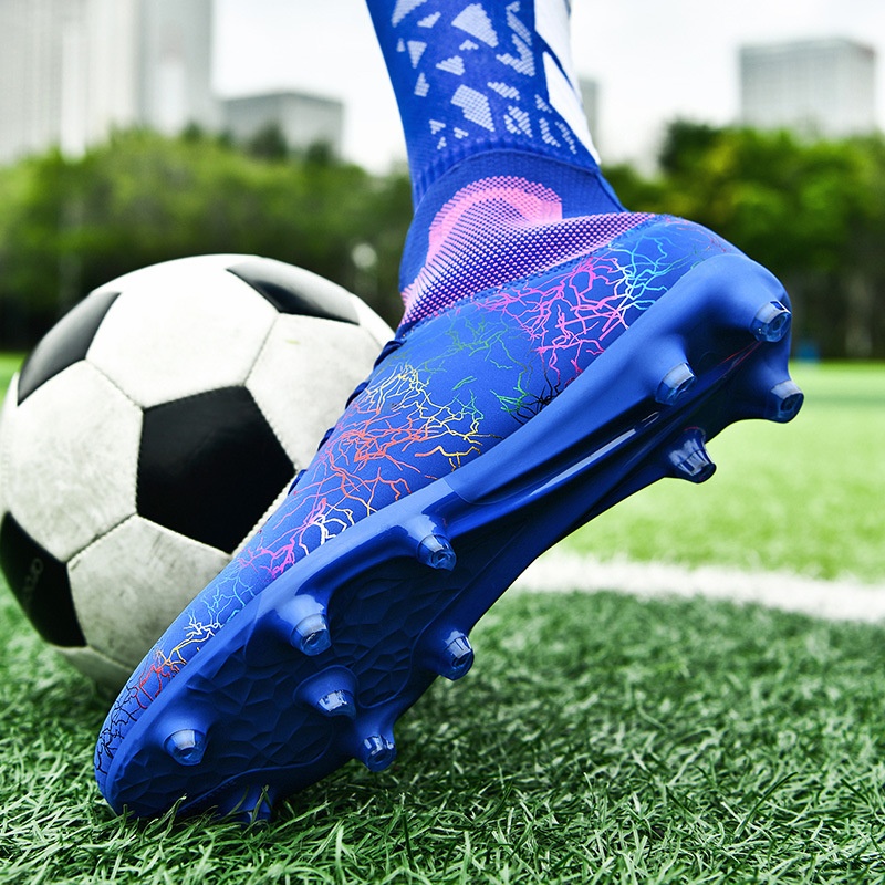 ShoeGlobe Cross-Border High-Top Mandarin Duck Fußballschuh mit Sockenkragen für Herren AG Lange Spikes Kunstrasen Studententraining_voghion.com