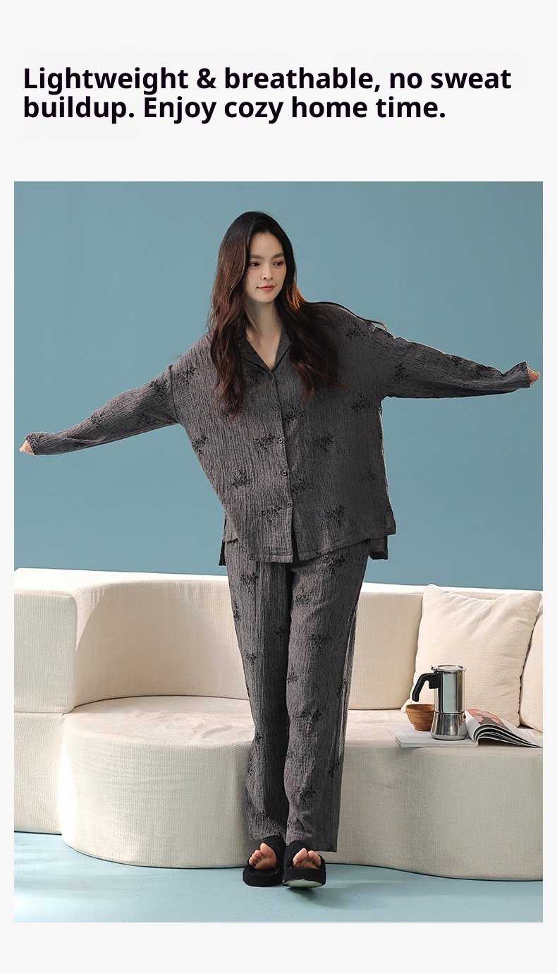 ChicShe Babyweicher, doppellagiger Baumwoll-Langarmpyjama aus reiner Baumwolle (Klasse A) – Damen-Herbst-Set für höchsten Wohnkomfort_voghion.com