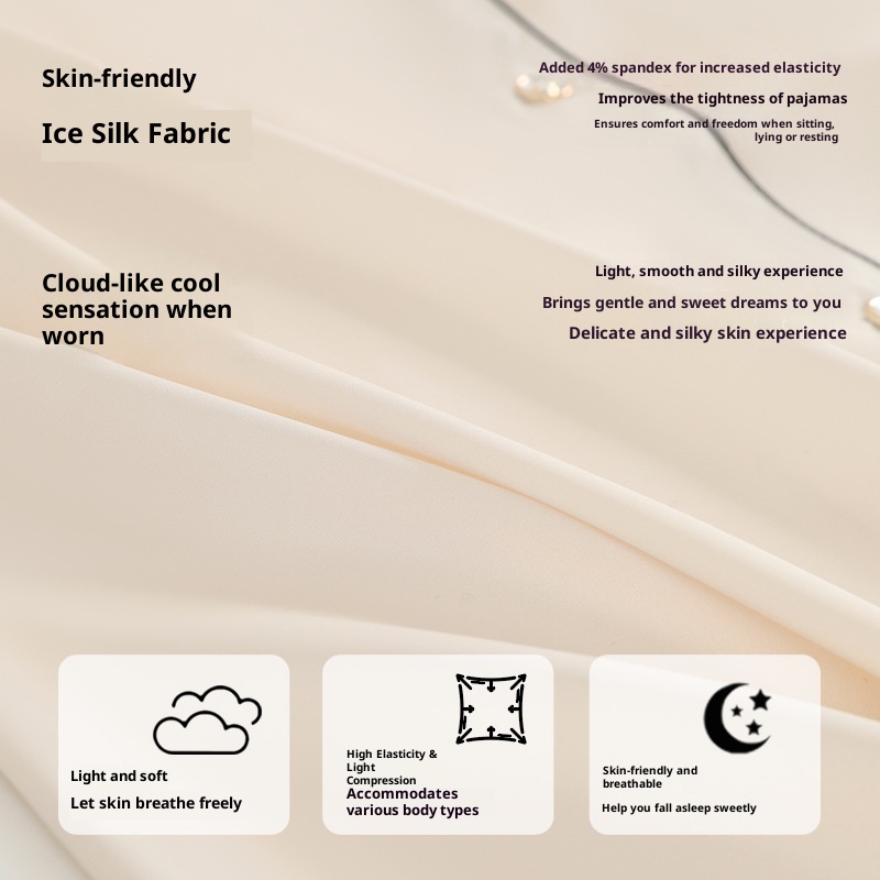 ChicShe Pigiama da donna in seta ghiacciata, semplice, a tinta unita, stile europeo e americano, a maniche corte e pantaloni lunghi_voghion.com
