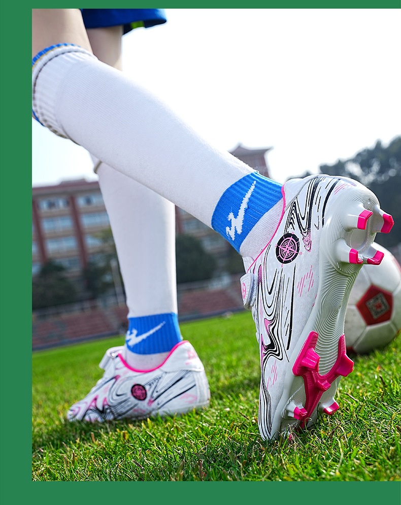 ShoeGlobe Children's Soccer Boys Velcro Sports For Older Kids And Elementary School Students Long Cleats Grass Field Practical_voghion.com