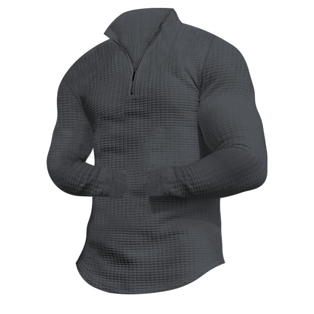 boy 2025 Cross-Border European American Spring And Autumn Small Checkered Stand Collar Half-Zip Long Sleeve Sweatshirt Men's_voghion.com