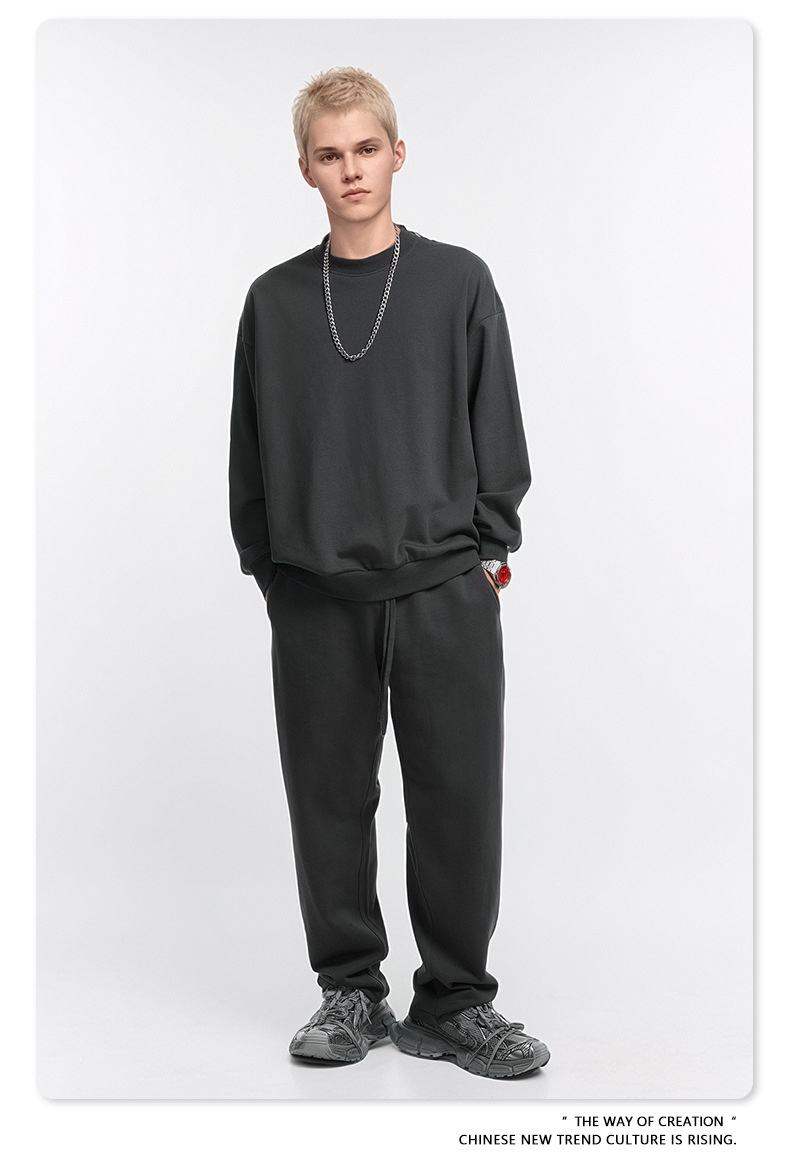 ragazzo BE Abbigliamento Uomo | Felpa in spugna tinta unita versatile personalizzata alla moda in stile americano autunno inverno 2025 e_voghion.com