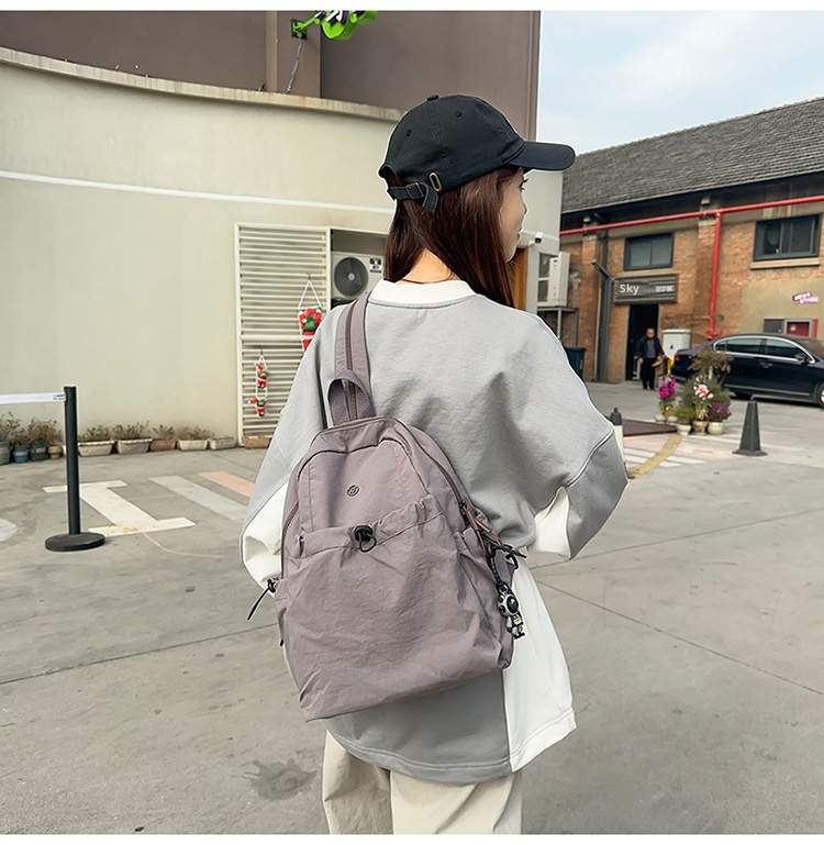 Sac à dos de randonnée ActiveGo style japonais couleur unie pour femme, sac à dos décontracté, sac de sport léger pour courts séjours et excursions._voghion.com