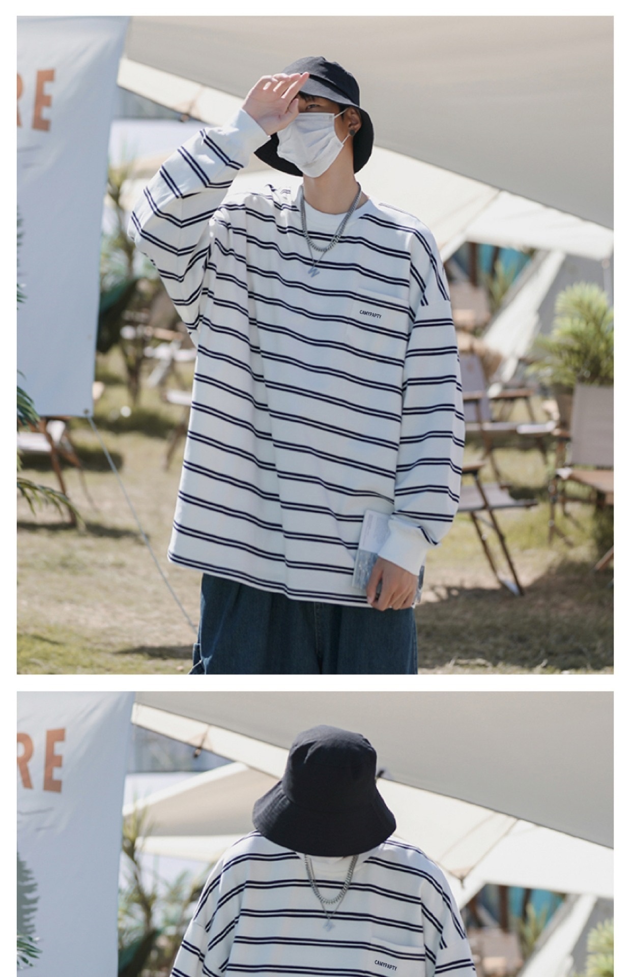 boy Hong Kong Japanese Striped Long Sleeve T-Shirt Trendy Brand Cool Style Men's Spring Autumn Base Shirt Ins Trend High_voghion.com