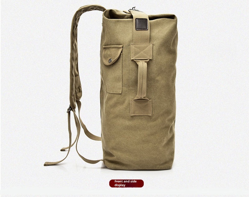 Sac à dos ActiveGo Canvas pour homme, sac seau de voyage et de sport en extérieur, grande capacité, idéal pour la randonnée et le sport._voghion.com