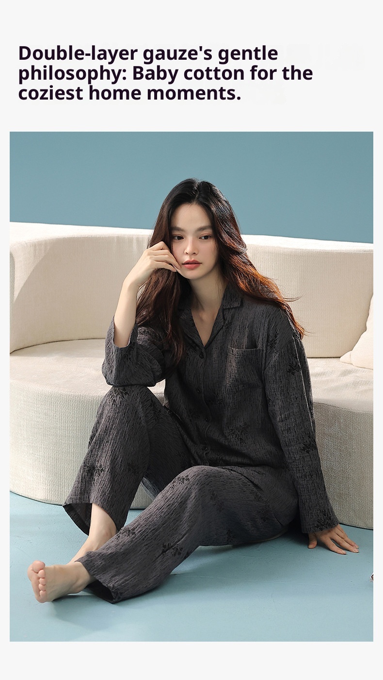 ChicShe Babyweicher, doppellagiger Baumwoll-Langarmpyjama aus reiner Baumwolle (Klasse A) – Damen-Herbst-Set für höchsten Wohnkomfort_voghion.com