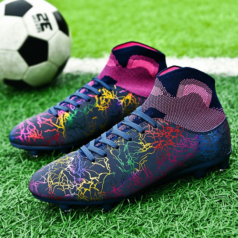 ShoeGlobe Cross-Border High-Top Mandarin Duck Fußballschuh mit Sockenkragen für Herren AG Lange Spikes Kunstrasen Studententraining_voghion.com