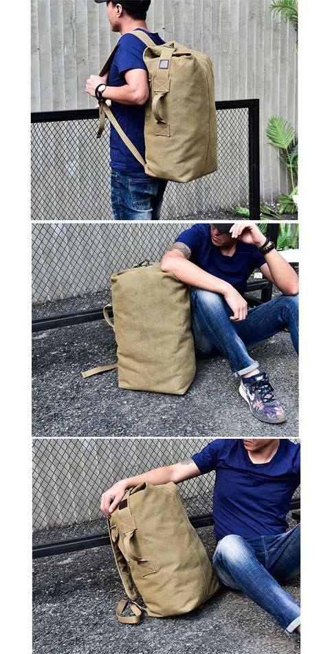 ActiveGo Backpack Double Shoulder Outdoor Travel Ins Super Popular Canvas Bucket Large Capacity Hiking Sports Personality Men's_voghion.com