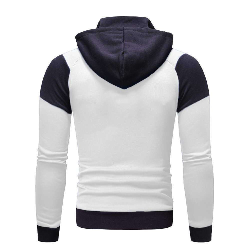 boy New Men's Personalized Color Block Double-layer Zipper Hoodie Autumn Winter Fleece Casual Sports Cardigan_voghion.com