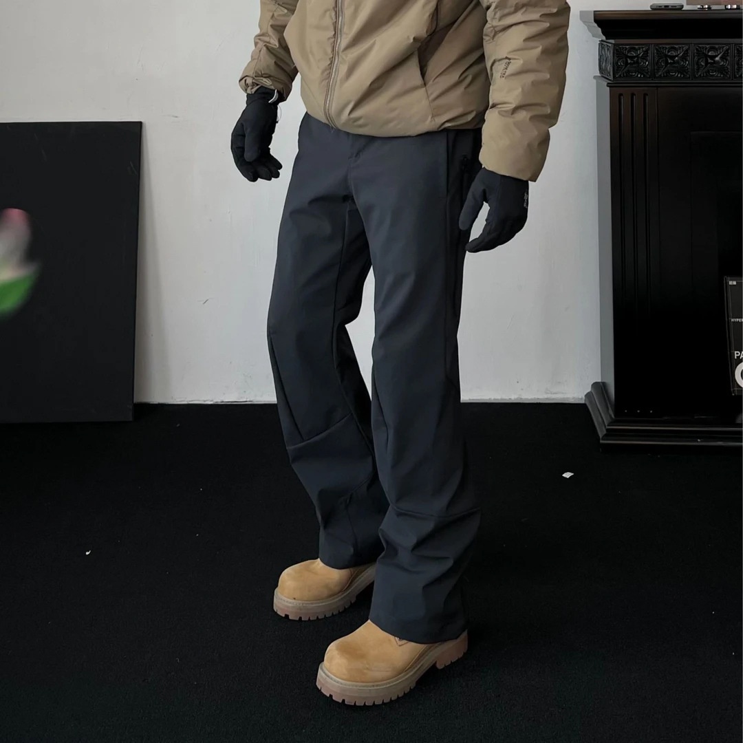 001 Botas de esquí Macai de primavera y otoño, resistentes, de tres capas, para exteriores, de pierna recta, ligeramente anchas, estilo deportivo informal._voghion.com