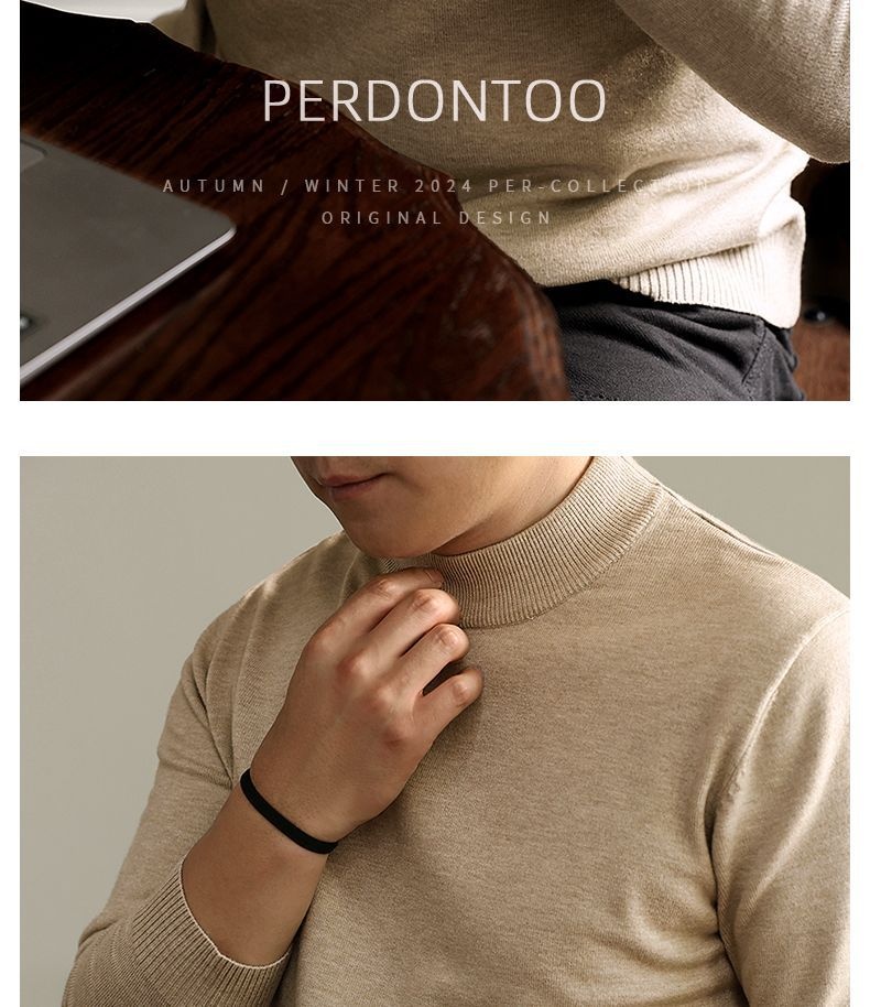 Jungen-Rollkragenpullover für Herren, Herbst/Winter 2025, warmes Innenfutter, mittelhoher Kragen, Langarm, maschinenwaschbar_voghion.com