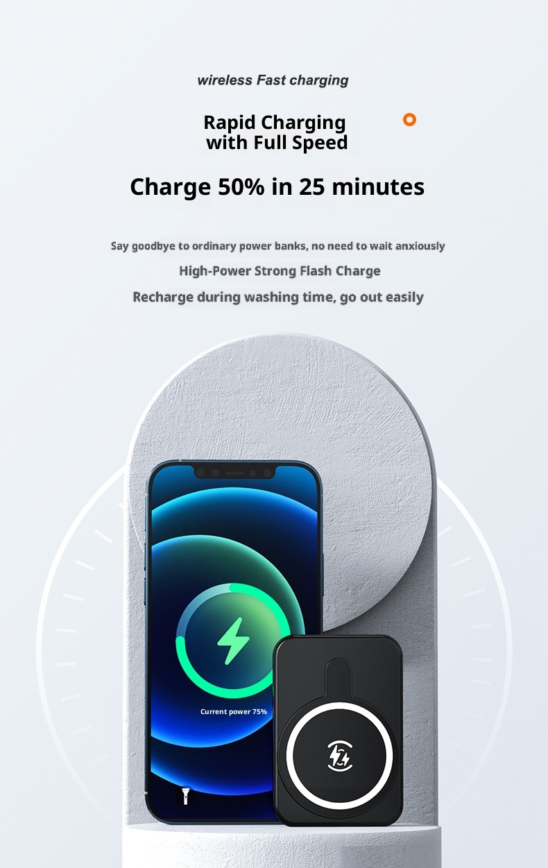 Techglobe 5000mAh Magnetische Powerbank mit Clip, tragbare mobile Stromversorgung, kreatives Geschenk, individuell anpassbar, Großhandel_voghion.com