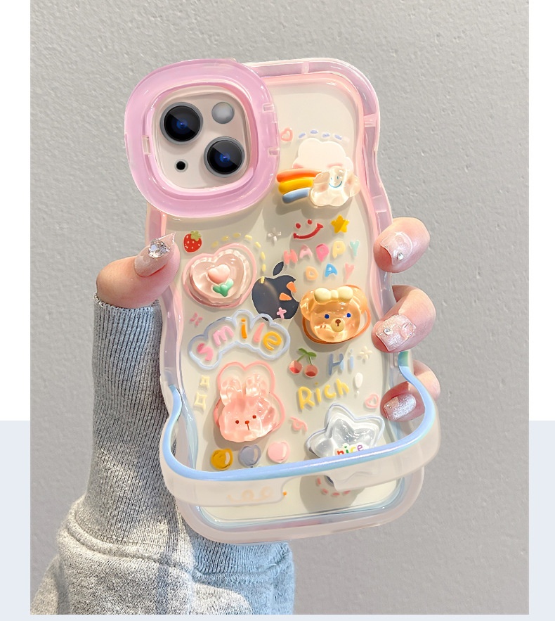 TechGlobe Schutzhülle für iPhone 15 Pro, iPhone 14, Farbverlauf, Wolkenpuppe, 13/12, Wellenkante, unsichtbarer Doppelständer_voghion.com