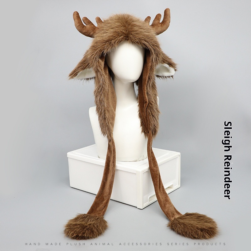 Lillian Christmas Reindeer Antler Teddy Fleece Lei Feng For Women, Autumn And Winter Fleece-Lined Warm Versatile Student Couple_voghion.com
