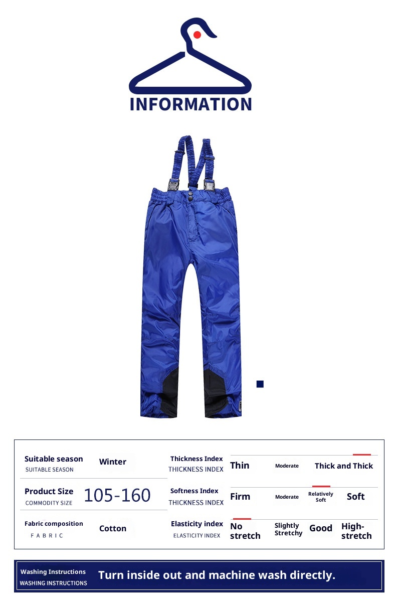 001 Phibee Little Elephant Calça Infantil Corta-Vento para Esqui, Quente e Longa, para Meninos e Meninas, Resistente ao Frio_voghion.com