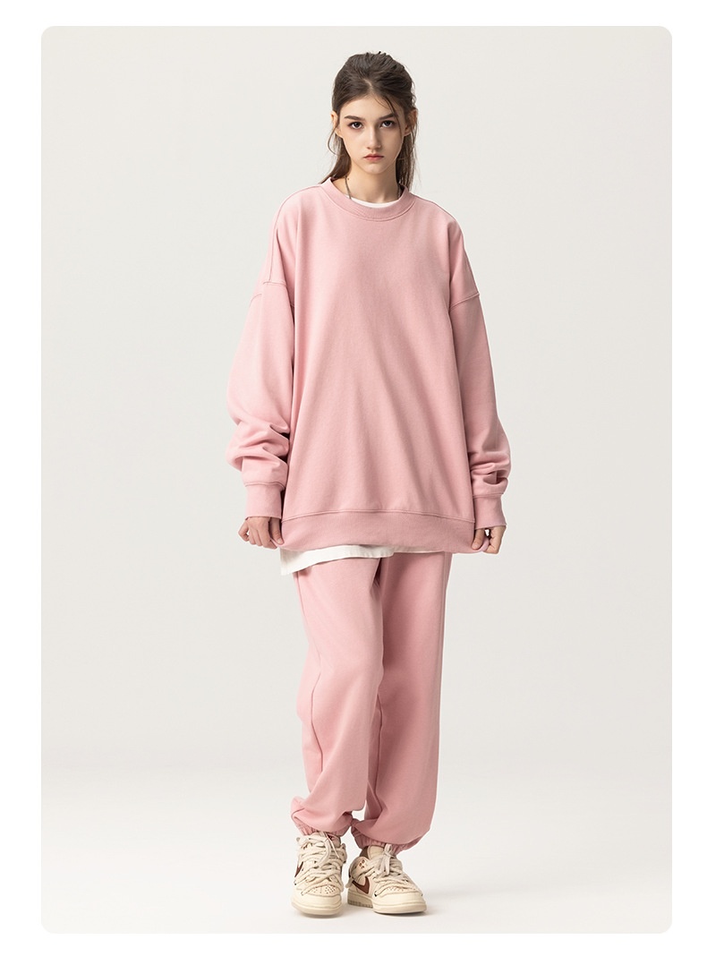 boy RS Men's Clothing|400G Heavy Terry FOG Crew Neck American Style Dopamine Color Couple Sweatshirt_voghion.com