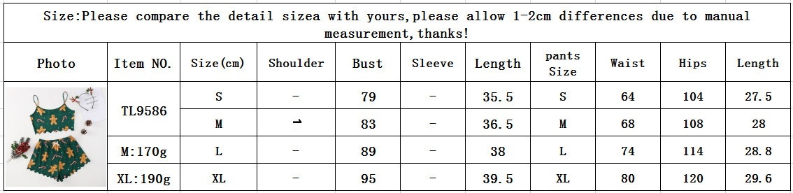 ChicShe Weihnachtlicher Pyjama im europäischen und amerikanischen Stil, neues dünnes Set für Damen, ärmellose Shorts aus Milchseide, schlicht und lässig, zweiteilig_voghion.com