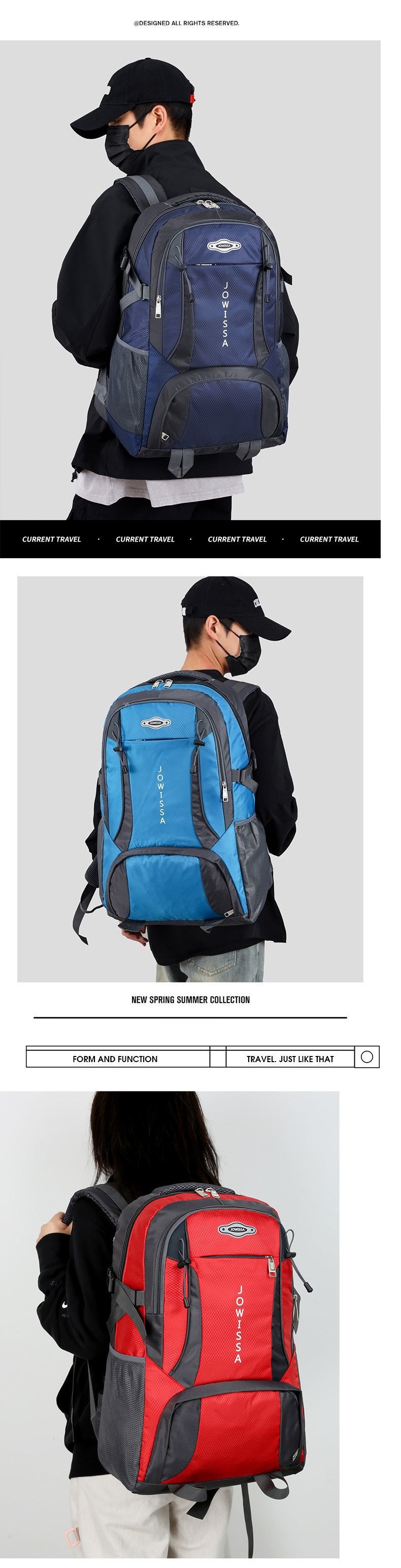 ActiveGo Outdoor Travel Backpack Men's Large Capacity Waterproof Hiking Business Trip Work Luggage Denim Gym Bag_voghion.com