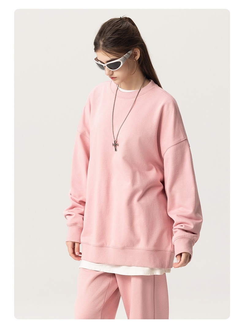 boy RS Men's Clothing|400G Heavy Terry FOG Crew Neck American Style Dopamine Color Couple Sweatshirt_voghion.com